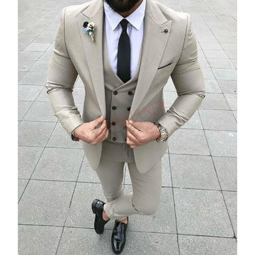 Aidase Fashion Lattice Men's Suit Slim Fit Prom Wedding Suits for Men Groom Tuxedo Jacket Pants Set Custom White Casual Men Blazer aidase-shop
